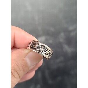 925 Sterling Silver Textured Band Ring Size US 6.75 Vintage